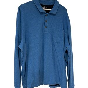 L.L. Bean Men's Long Sleeve Blue Polo Sweatshirt XXL